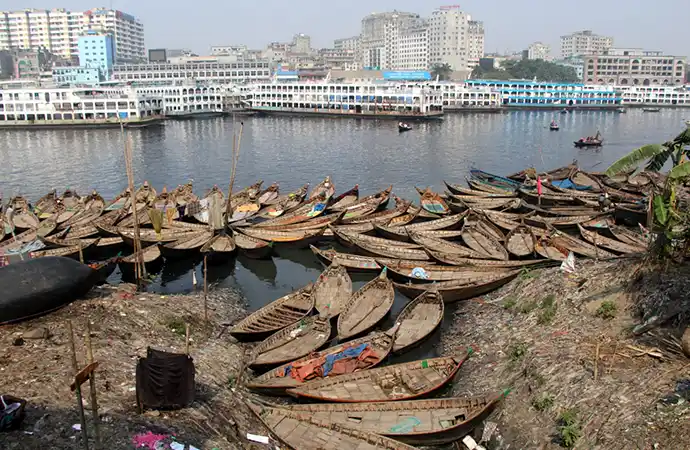The Buriganga River runs along the southern edge of Old Dhaka, Bangladesh by Libanza Films