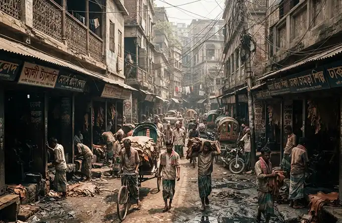 The Hazaribagh tannery, the most visually striking industrial
          environments in Bangladesh, Libanza Films