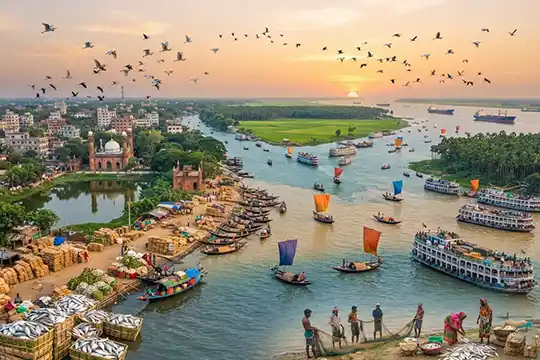 Video production at the Padma-Meghna confluence in Chandpur