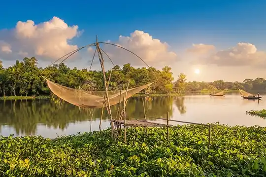 Video production in Jamalpur on the Old Brahmaputra River